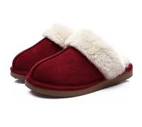DSFIHJO Pantuflas Hombre Pantuflas De Felpa Invierno For Hombre, Suaves Y Peludas For, Moda For, Interior Cálidas, Zapatos Planos For Casa(Wine Red,46-47)