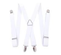 DSFIHJO Tirantes Traje Hombre 4 clips de 2,5 cm ancho for tirantes elásticos ajustables for hombres y mujeres, for adultos, niños, niñas, accesorios boda Ajustable(White)