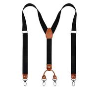DSFIHJO Tirantes Traje Hombre Tirantes de piel vaca 2,5 cm ancho y 4 ganchos for hombre mujer, ajustables en la espalda, elásticos, estilo retro Ajustable(A09 Black)