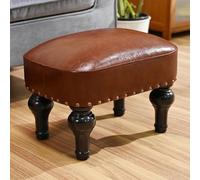DSGAMER Reposapiés otomano de cuero, taburete rústico, reposapiés rectangular de madera para dormitorio, sala de estar, oficina, recibidor (marrón)