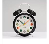 dsgaSETewt Despertador, Timbre Doble de 4" silencioso, sin tictac, a Pilas, Extra Fuerte(Black)
