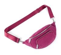 DSGUTWO Riñonera de mezclilla para mujer, bolsa de dinero de viaje, bolsa de pecho, riñonera de moda para correr, deportes al aire libre, senderismo, Rosa Rojo, Talla única