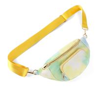 DSGUTWO Riñonera de mezclilla para mujer, bolsa de dinero de viaje, bolsa de pecho, riñonera de moda para correr, deportes al aire libre, senderismo, Amarillo, Talla única