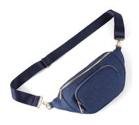 DSGUTWO Riñonera de mezclilla para mujer, bolsa de dinero de viaje, bolsa de pecho, riñonera de moda para correr, deportes al aire libre, senderismo, Azul mezclilla, Talla única