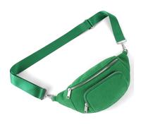 DSGUTWO Riñonera de mezclilla para mujer, bolsa de dinero de viaje, bolsa de pecho, riñonera de moda para correr, deportes al aire libre, senderismo, Verde, Talla única