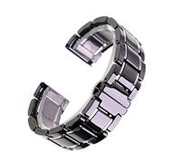 DSHDFJ 14 15 16 17 18 19 20 21 22 23 24 Mm Banda De Cerámica De Lujo Blanco Negro Rosa Oro Reloj De Mujer For Hombre Correa Pulsera Cinturón(Black and silver,22mm)