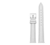 DSHDFJ 14 Mm 16 18 20 Correa De Reloj Lisa Cuero Genuino Compatible con Fossil Citizen Pulsera DW For Mujer Azul Cielo Rosa Marrón(White-Silver,18mm)
