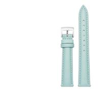 DSHDFJ 14 Mm 16 18 20 Correa De Reloj Lisa Cuero Genuino Compatible con Fossil Citizen Pulsera DW For Mujer Azul Cielo Rosa Marrón(Sky Blue-Silver,18mm)