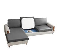 DSHUB Funda de sofá de Piel sintética elástica, Impermeable, para un Solo Asiento, Color Gris, para Uso doméstico