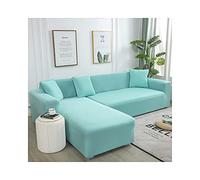 DSHUB Funda de sofá esquinero Azul Cielo, Color Liso, poliéster, para sillón y 3 plazas, Protector RightFitFurniture, Funda para Sala de Estar, fácil de Limpiar.