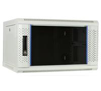 DSIT Armario de red 4HE (armario para servidor) de 19 pulgadas, montaje en pared, con puerta de cristal, color blanco/gris y blanco - 600 x 450 x 280 mm - Se puede cerrar - Capacidad de carga 60 kg -