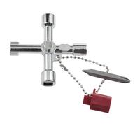 Dsjnf Llave de cruz de 4 vías de aleación de zinc, multifunción, triángulo, fontanero, electricista, gas, eléctrico, gabinetes, purga, radiador, herramienta, 1 unidad