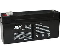 DSK 10319 Batería de Plomo AGM Recargable y Sellada de 6V y 3,2Ah, Ácido, Negro