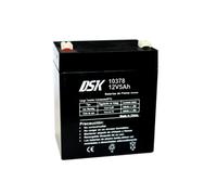DSK 10378 - Batería Plomo AGM terminal F2 Recargable y Sellada con 12V 5Ah. Batería ideal Para Alarmas del Hogar e Industria, Juguetes Eléctricos para niños, Aparatos de Movilidad, Patinetes, Cercados