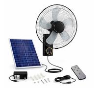 DSKJHI Ventilador Solar Potente 40cm, Montaje en Pared con Mando, Sin Electricidad Ventilador con Placa Solar y Bateria para Jardín, Gallinero, Cobertizo e Invernadero, Oscilante 90°