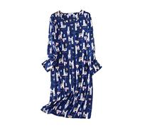 DSKK Camisón de algodón de Manga Larga para Mujer,Ropa de Dormir Mujer (7#, XL)