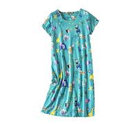 DSKK Camisón de Manga Corta de Mujer Camisones de Verano de Mujer algodón Camisones de Talla Grande (Verde-4, M)