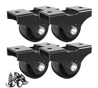 DSL - Juego de 4 ruedas giratorias fijas pequeñas de 25 mm, ruedas de goma para muebles, color negro hasta 60 kg + ruedas de montaje gratis para muebles