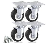 DSL - Ruedas giratorias resistentes de 50 mm, juego de 4 ruedas de carrito para muebles, doble rodamiento 4 de goma estándar de hasta 240 kg + ajuste gratuito