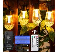 DSLebeen Festoon - Luces de jardín al aire libre: tira de luces LED recargables de 5000 mAh, impermeable, 9 m, bombilla grande, iluminación decorativa con control remoto, portátil para patio, cenador