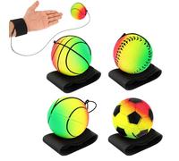 DSLSQD 4 muñequeras de rebote de 5 cm con pulsera de goma, incluye baloncesto, béisbol y fútbol, para adolescentes y adultos