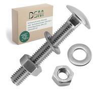 DSM - Tornillos de cerradura M10 x 90 mm según DIN 603 - incl. tuerca hexagonal M10 DIN 934 y arandela DIN 125 - acero inoxidable A2/V2A - tornillos de cabeza plana y redonda con base cuadrada - 5
