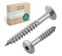 DSM Tornillos de fachada Trespo en blanco, 5,5 x 35 mm, acero inoxidable A2, cabeza redonda plana con accionamiento TX20, autorroscantes y resistentes a la corrosión, tornillos para madera, ideales