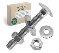 DSM - Tornillos M5 x 20 mm según DIN 603 - Incluye tuerca hexagonal M5 DIN 934 y arandela DIN 9021 - Acero inoxidable A2/V2A - Tornillos de cabeza redonda plana con cuello cuadrado - 10 unidades