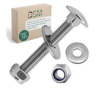 DSM - Tornillos M5 x 70 mm según DIN 603 - Tuerca de seguridad M5 DIN 985 y arandela DIN 9021 - Acero inoxidable A2/V2A - Tornillos de cabeza redonda plana con cuello cuadrado - Tuercas de tope - 100