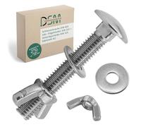 DSM - Tornillos M6 x 30 mm según DIN 603 - Tuerca de mariposa M6 DIN 315 y arandela DIN 125 - Acero inoxidable A2/V2A - Tornillos de cabeza redonda plana con cuello cuadrado - Tuerca de mariposa - 10