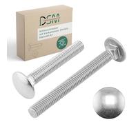 DSM - Tornillos M6 x 45 mm según DIN 603 - Acero inoxidable A2/V2A - Rosca completa - Tornillos de cabeza redonda plana con cuello cuadrado - Tornillos de puerta - 25 unidades