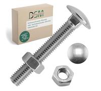 DSM - Tornillos M8 x 80 mm según DIN 603 - Incluye tuerca hexagonal M8 DIN 934 - Acero inoxidable A2/V2A - Tornillos de cabeza redonda plana con cuello cuadrado - Rosca completa - Tornillos de puerta