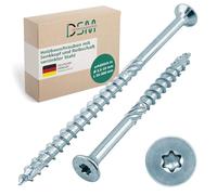 DSM - Tornillos para madera 8 x 80 mm - Tornillo de cabeza avellanada galvanizada TX40 - Tornillos para aglomerado con filo ondulado - con vástago de fricción, nervaduras de fresado y punta de corte