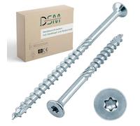 DSM - Tornillos para madera 8 x 80 mm - Tornillo de cabeza avellanada galvanizado, TX40 - Tornillos para aglomerado con filo ondulado - con vástago de fricción, nervaduras de fresado y punta de corte