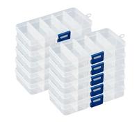 DSM-Verbindungstechnik Caja organizadora con 10 compartimentos ajustables de plástico, caja organizadora, caja organizadora, caja de perlas, 10 unidades, 10753-10-10Stk