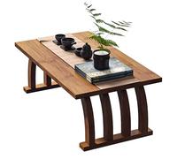 DSMRLEOP Mesa Tatami Japonesa, Mesa de centro plegable de 2 niveles con almacenamiento, mesa de té Zen retro de madera, mesa de meditación minimalista para salón, dormitorio o ventana