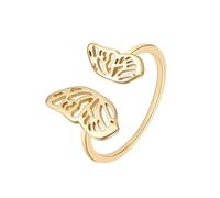 Dsnyu Alianza de boda para mujer, anillo de compromiso de oro amarillo de 9 K/14 quilates, mariposa con caja de joyería, K 1/2, No es una piedra preciosa