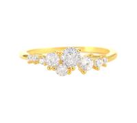 Dsnyu Alianza de boda para mujer, anillo de compromiso vintage de oro amarillo de 9 K/14 quilates con moissanita blanca redonda con caja de joyería, S 1/2, Moissanita