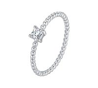 Dsnyu Alianza de boda para mujer, anillo de compromiso vintage de oro blanco de 9 K/14 quilates, redondo con moissanita cuadrada blanca con caja de joyería, P 1/2, Moissanita