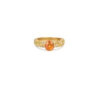 Dsnyu Alianza de boda para mujer, estilo vintage, anillos de promesa, mandarina, granate, joyería de oro amarillo de 9 K, 14 y 18 quilates con diamante, M 1/2, Oro amarillo de 18 quilates, Granate