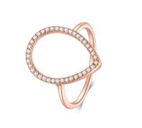 Dsnyu Alianzas de boda de moissanita para mujer, anillos de promesa de oro rosa de 9 K/14 quilates, forma redonda, elegante lágrima para propuesta de joyería, S 1/2, Moissanita