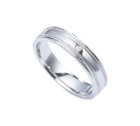 Dsnyu Alianzas de boda para mujer, anillo de promesa simple con diamantes de oro blanco y PT950 para mamá, esposa, novia, T 1/2, Oro blanco de 9 quilates, Diamante