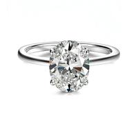 Dsnyu Alianzas de boda para mujer, oro blanco, anillo de compromiso solitario con moissanita ovalada de oro blanco de 9 quilates, 14 y 18 quilates, J 1/2, Oro blanco de 18 quilates, Moissanita Sin