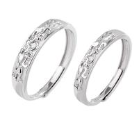 Dsnyu Alliance Plata 925 Pareja Ajustable Anillo de Boda Pareja de Plata Tropas Valientes, Réglable, No Gemstone
