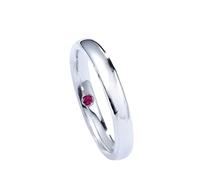 Dsnyu Anillo de boda para mujer, anillo de compromiso con diamantes de oro blanco y PT950 para mamá, esposa, novia, T 1/2, Oro blanco de 9 quilates, Rubí