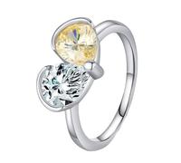 Dsnyu - Anillo de compromiso para mujer, plata de ley 925, anillo de boda y corazón de circonita cúbica, anillo de alianza, 59, Plata de ley, Circonita cúbica