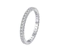Dsnyu Anillo de eternidad para mujer, anillos de promesa de oro blanco de 9 K/14 quilates con forma redonda blanca de moissanita, ajuste cómodo, R 1/2, Moissanita
