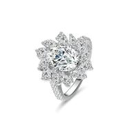Dsnyu Anillo de oro 375 con 2 quilates de moissanita, oro blanco de 9 quilates, plata y anillos de boda