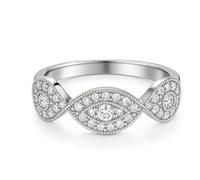 Dsnyu Anillo de oro blanco, anillos para mujer, diseño de hojas infinitas con moissanita, banda de oro blanco de 9 quilates, 14 y 18 quilates, T 1/2, Oro blanco de 9 quilates, Moissanita Sin piedra