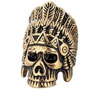 Dsnyu Anillo Hombre, Taro Punk Indio Vintage Anillos Góticos, Oro Anillo Acero Inoxidable Talla 15